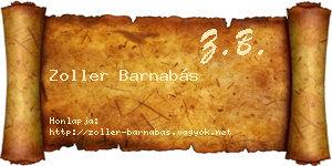 Zoller Barnabás névjegykártya